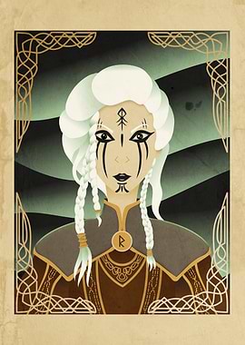 Viking Woman Portrait with Runes