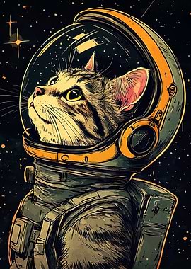 Astronaut Cat Space