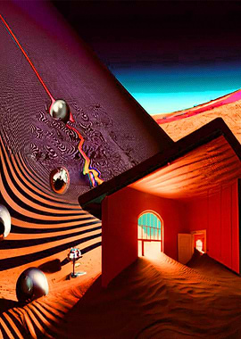 Surreal Landscape with Building and Spheres tame impala