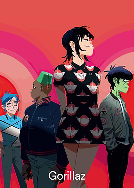 Gorillaz band members cartoon illustration