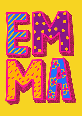 Colorful Emma Name Art