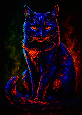 Neon Cat Portrait