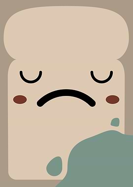 Sad Moldy Bread Slice Cartoon