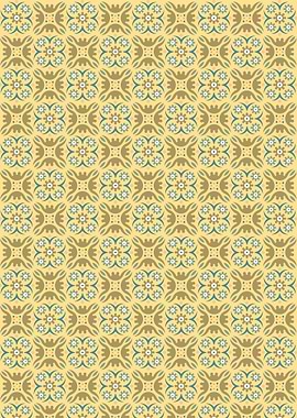 Floral Pattern in Beige and Blue