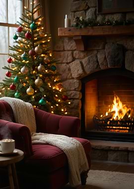 Cozy Christmas Fireplace Scene