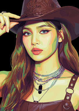 Lisa in Cowboy Hat Digital Art