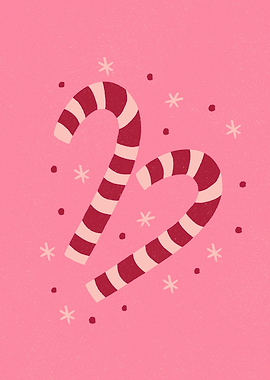 Candy Canes on Pink Background