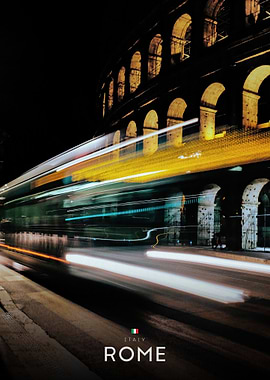 Rome at Night with Light Trails