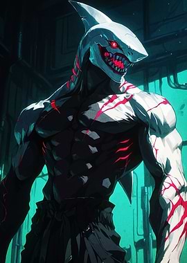Shark-headed humanoid wred accents