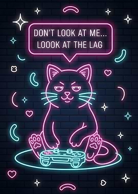 Gamer Cat Neon Sign