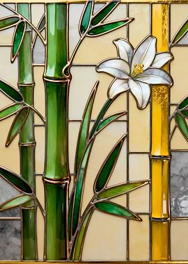 Stained Glass Bamboo and Lily