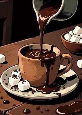 Hot Chocolate Pouring with Marshmallows