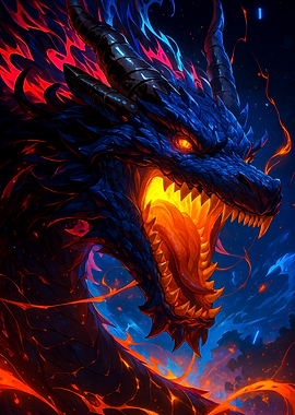 Fiery Blue Dragon