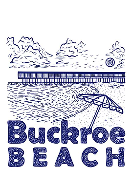 Buckroe Beach Blue Sketch