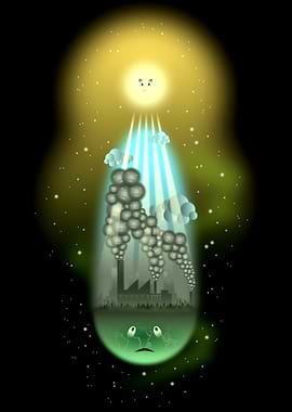 Environmental Pollution Cartoon Illustration