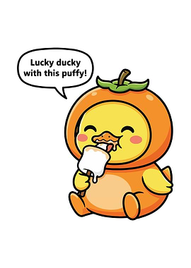 Cute Duckling Eating Marshmallow Cartoon