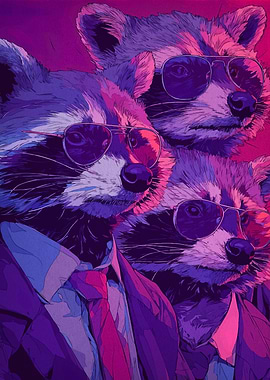 Cool Raccoons in Suits