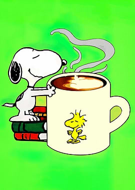 Snoopy, Woodstock, and Coffee