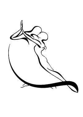 Elegant Tango Dancers Line Art