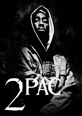 2Pac Black and White Portrait