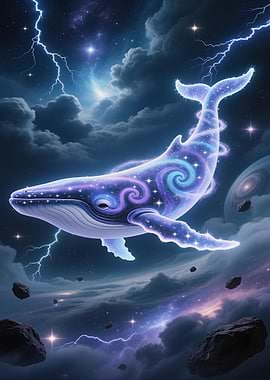 Cosmic Whale in Stormy Space