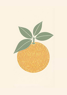 Orange with Leaves Mosaic Style