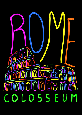 Rome Colosseum Neon Art