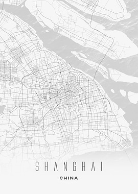 Shanghai, China - Minimalist City Map Poster, Modern Wall Art