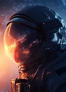 Astronaut in Space Suit with Nebula