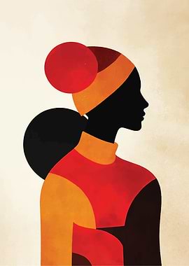 Abstract Woman Portrait with Geometric Shapes