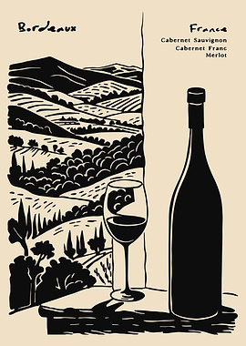 Bordeaux France Wine Illustration