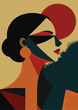 Abstract Geometric Portrait of a Woman