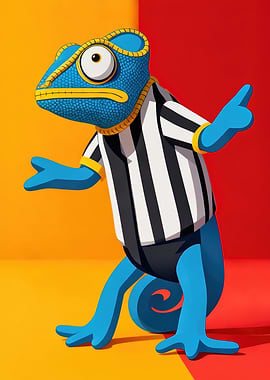 Cartoon Confused Chameleon Referee