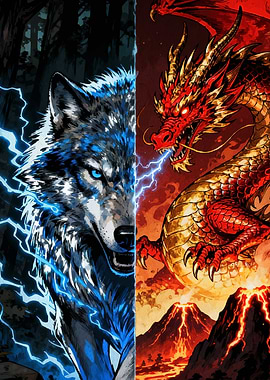 Wolf and Dragon Elemental Clash