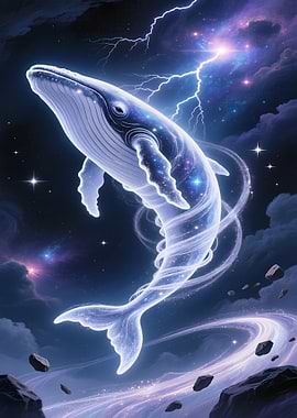 Celestial Whale in Cosmic Storm