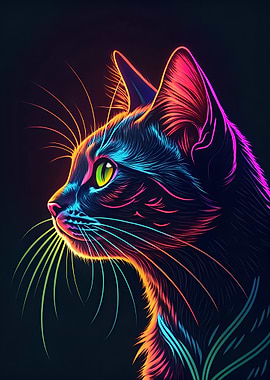 Neon Cat Portrait