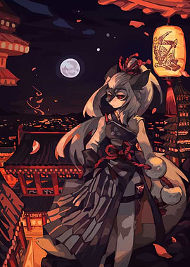 Anime Character in Japanese Cityscape
