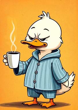 Grumpy Duck with Coffee