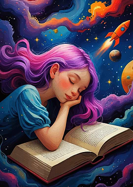 Dreaming Girl Book and Space