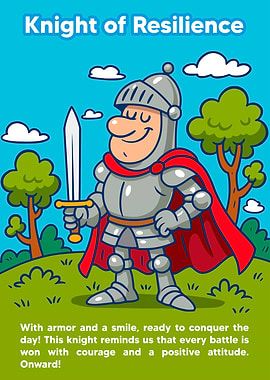 Knight of Resilience Cartoon Illustration
