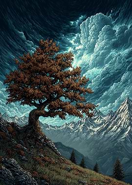 Lone Tree Mountain Landscape