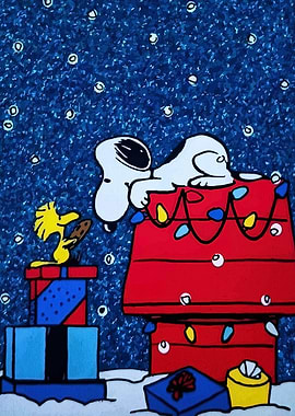 Snoopy and Woodstock Christmas Painting