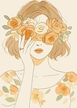 Woman with Floral Crown Illustration