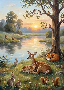 Peaceful Wildlife Scene at Sunset