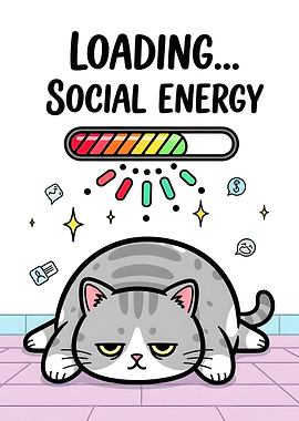 Loading Social Energy Cat Cartoon