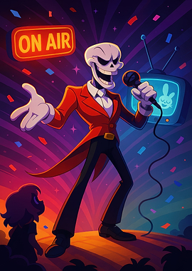Cartoon Skeleton Performer On Air