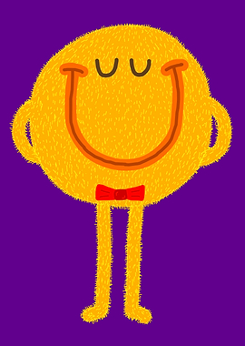 Happy Yellow Character with Bowtie