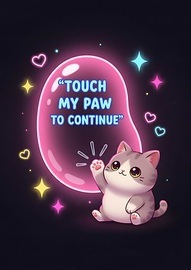 Cute Cat Touch Paw Illustration