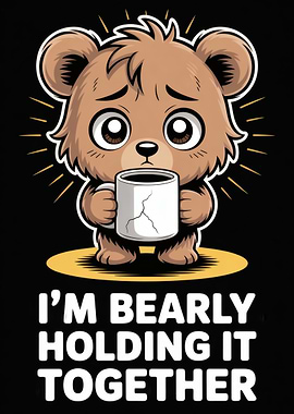 I'm Bearly Holding It Together Cartoon Bear