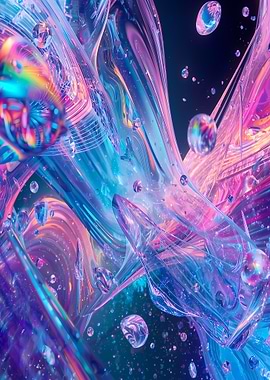 Abstract Iridescent Flowing Shapes